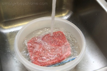 Submerging frozen meat (sealed in plastic) in cold water is a safe method to defrost food quickly! 